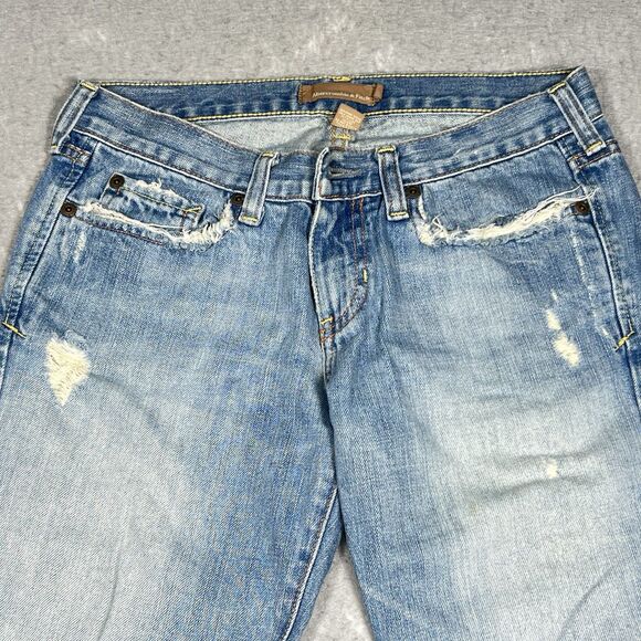 VTG Abercrombie & Fitch Jeans Womens 2S Blue Bootcut Destroyed Medium Wash Denim - Picture 4 of 14